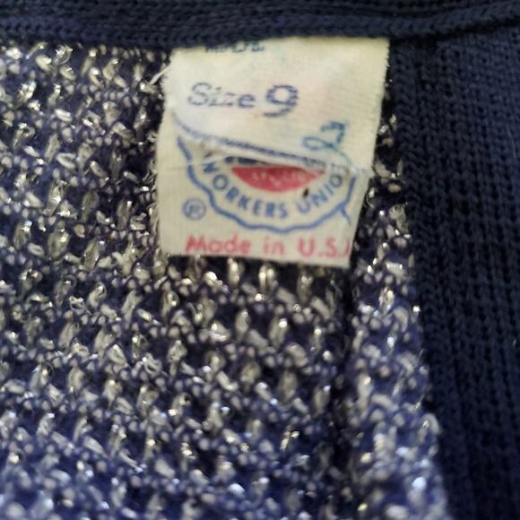 70's U.S.A. ILGWU UNION Long Maxi Dress MOD BLUE HALTER Formal Party SIZE 9 - Picture 8 of 9